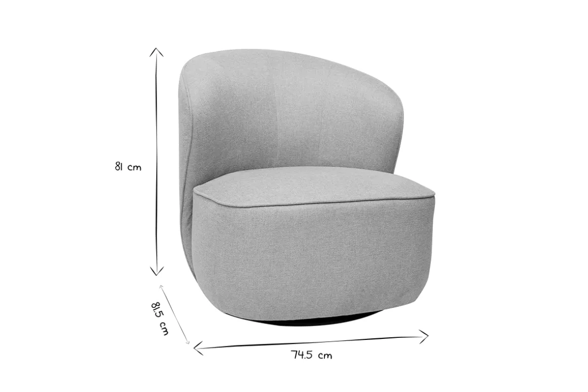 Store Miliboo Sillón moderno giratorio de tejido efecto aterciopelado texturizado beige AMBER
