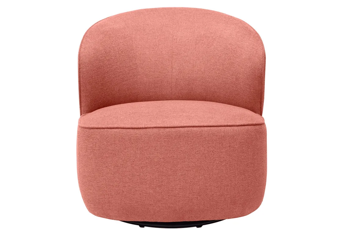 Shop Miliboo Sillón moderno giratorio de tejido efecto aterciopelado texturizado terracota AMBER