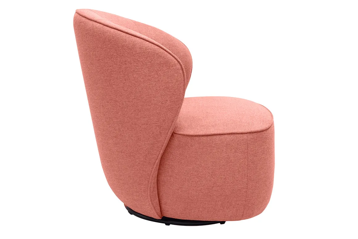 Shop Miliboo Sillón moderno giratorio de tejido efecto aterciopelado texturizado terracota AMBER