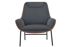 Store Miliboo Sillón moderno marrón de tejido efecto aterciopelado texturizado gris oscuro MARCEAU
