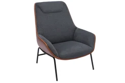 Store Miliboo Sillón moderno marrón de tejido efecto aterciopelado texturizado gris oscuro MARCEAU