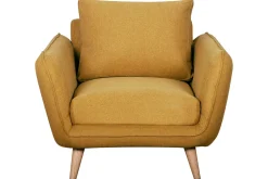 Hot Miliboo Sillón nórdico amarillo comino y madera CREEP