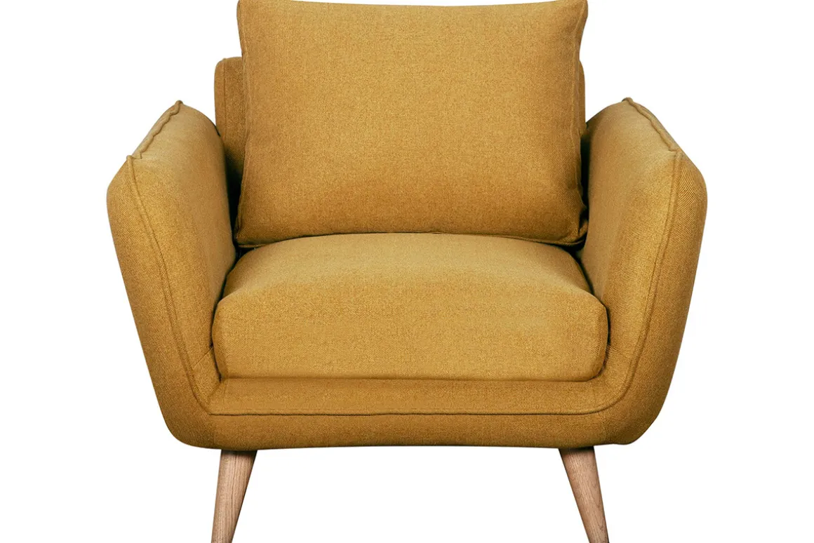 Hot Miliboo Sillón nórdico amarillo comino y madera CREEP
