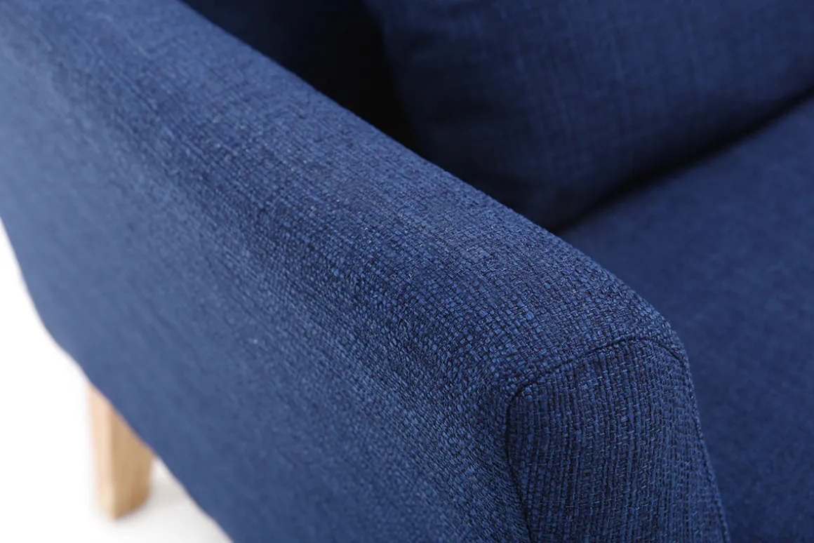 Best Sale Miliboo Sillón nórdico azul oscuro patas madera clara OSLO
