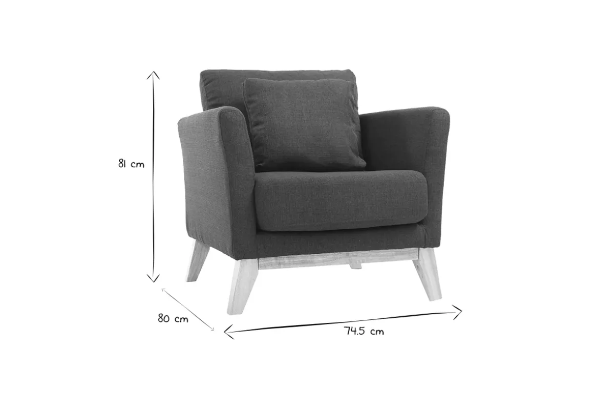 Best Sale Miliboo Sillón nórdico azul oscuro patas madera clara OSLO