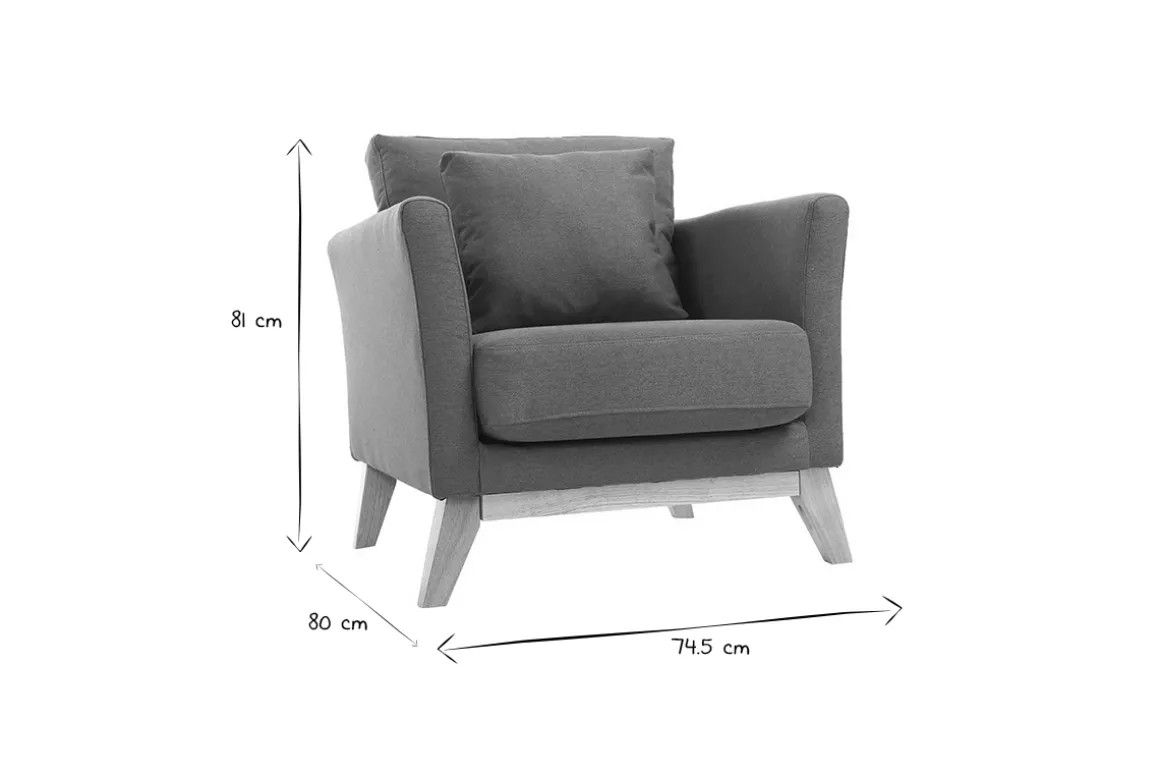 Online Miliboo Sillón nórdico azul petróleo patas madera clara OSLO