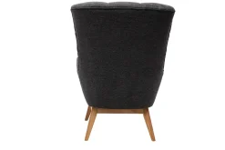 Flash Sale Miliboo Sillón nórdico con tejido efecto aterciopelado texturizado gris oscuro y madera BRODY