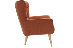 Sale Miliboo Sillón nórdico con tejido efecto aterciopelado texturizado terracota y madera de caucho maciza AVERY