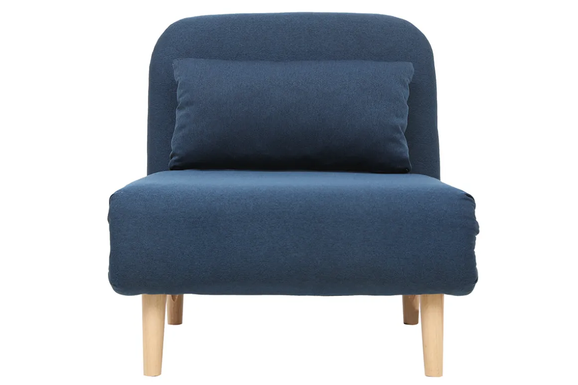 Discount Miliboo Sillón nórdico convertible tejido azul oscuro AMIKO