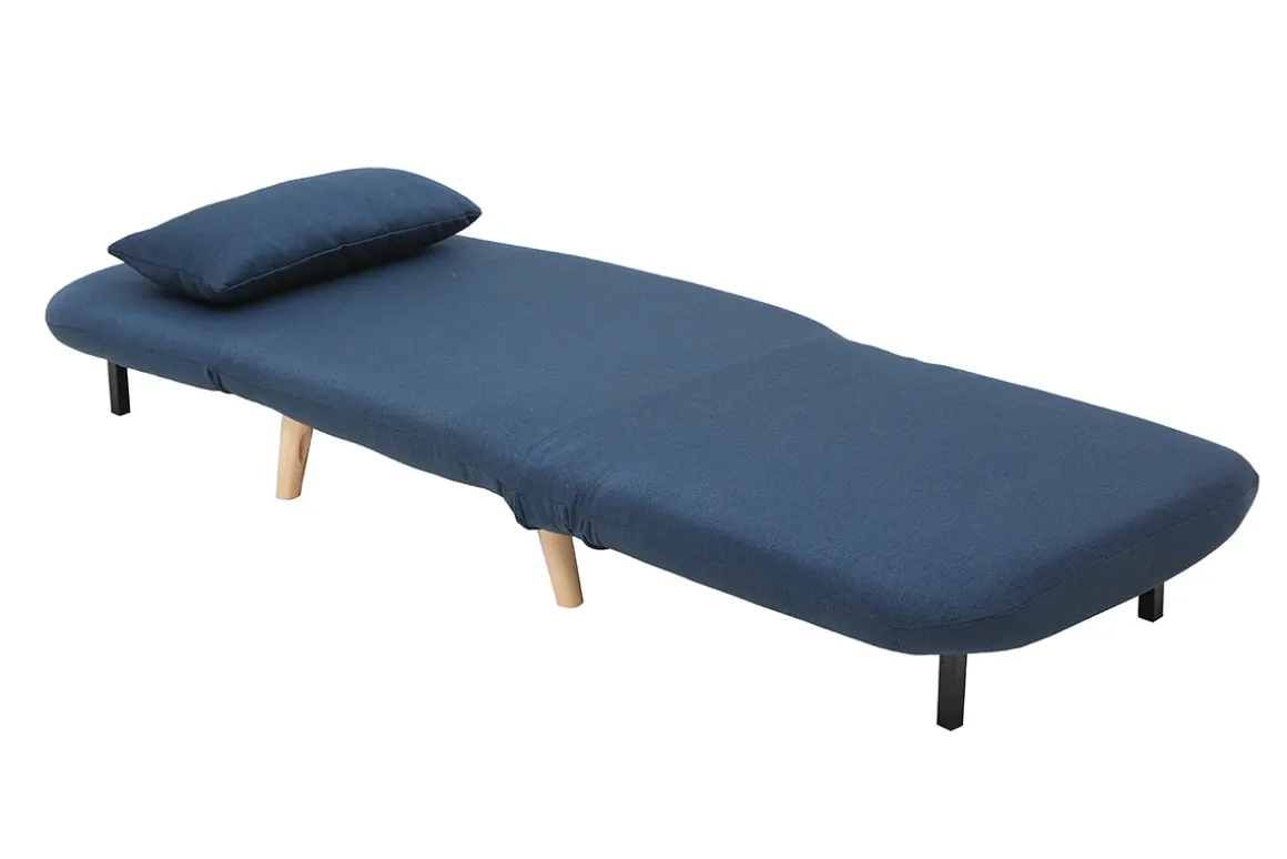 Discount Miliboo Sillón nórdico convertible tejido azul oscuro AMIKO