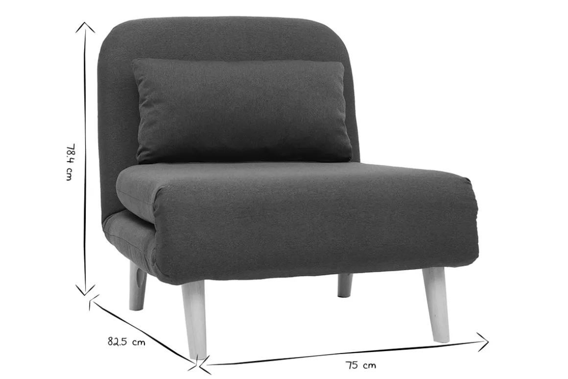 Discount Miliboo Sillón nórdico convertible tejido azul oscuro AMIKO