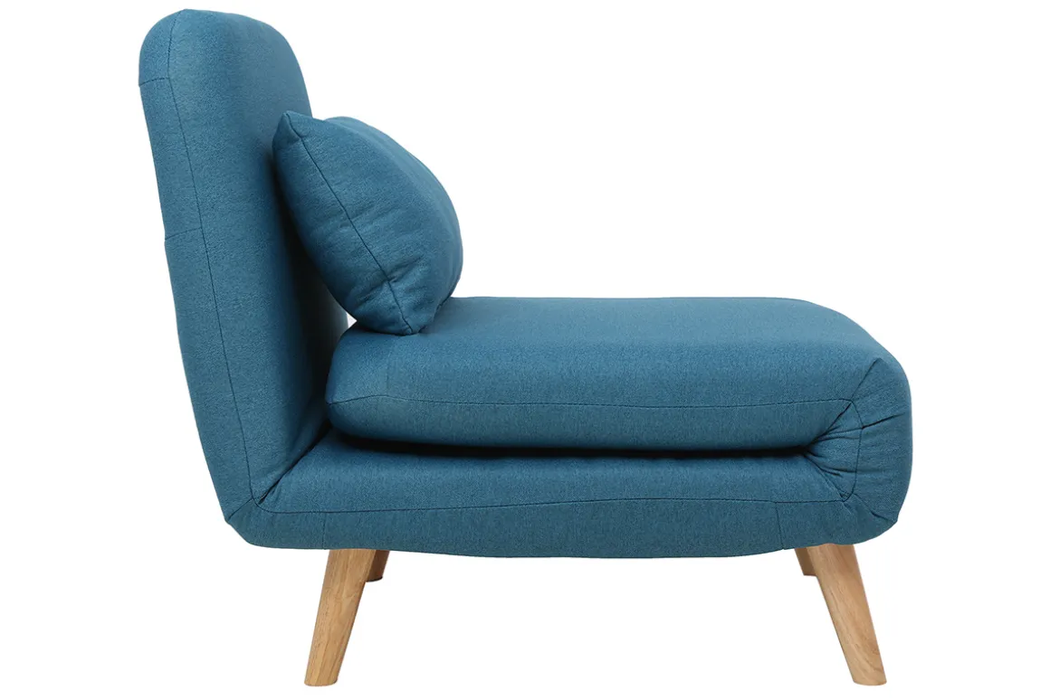 Clearance Miliboo Sillón nórdico convertible tejido azul petróleo AMIKO