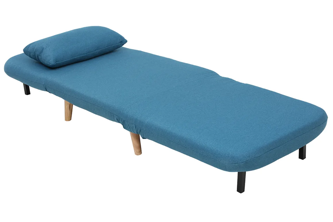 Clearance Miliboo Sillón nórdico convertible tejido azul petróleo AMIKO