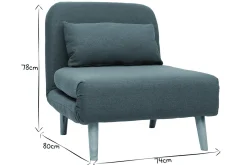 Clearance Miliboo Sillón nórdico convertible tejido azul petróleo AMIKO