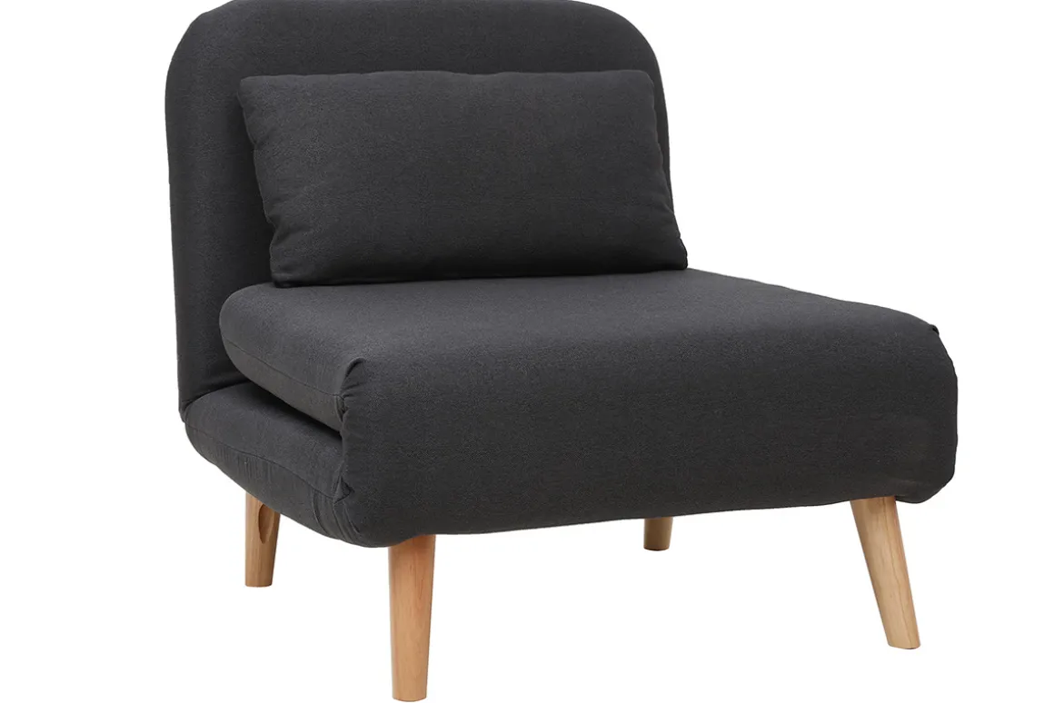 Shop Miliboo Sillón nórdico convertible tejido gris oscuro AMIKO