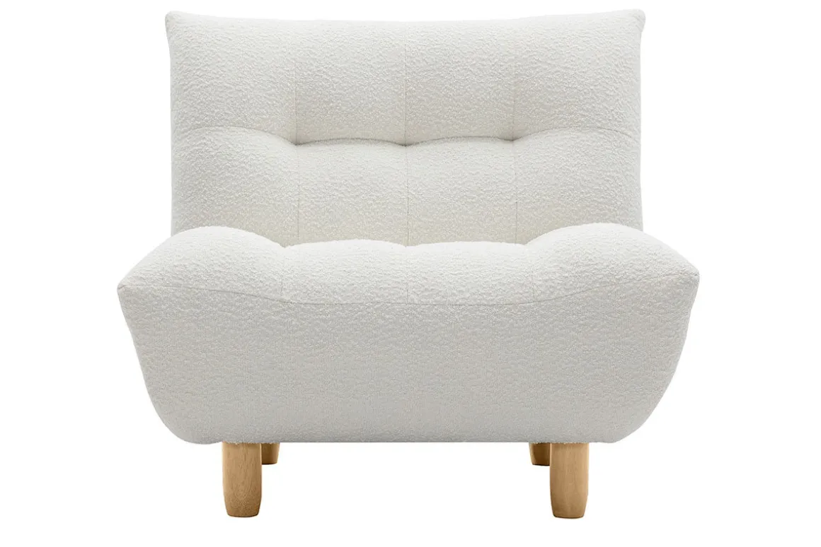 Sale Miliboo Sillón nórdico de borreguillo blanco y madera clara YUMI