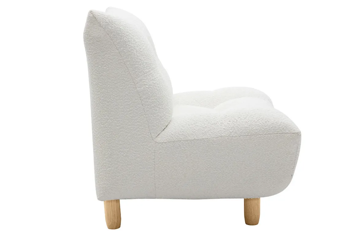 Sale Miliboo Sillón nórdico de borreguillo blanco y madera clara YUMI