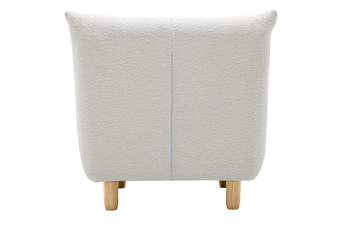 Sale Miliboo Sillón nórdico de borreguillo blanco y madera clara YUMI