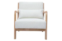 Cheap Miliboo Sillón nórdico de borreguillo blanco y madera clara maciza DERRY