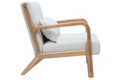Cheap Miliboo Sillón nórdico de borreguillo blanco y madera clara maciza DERRY