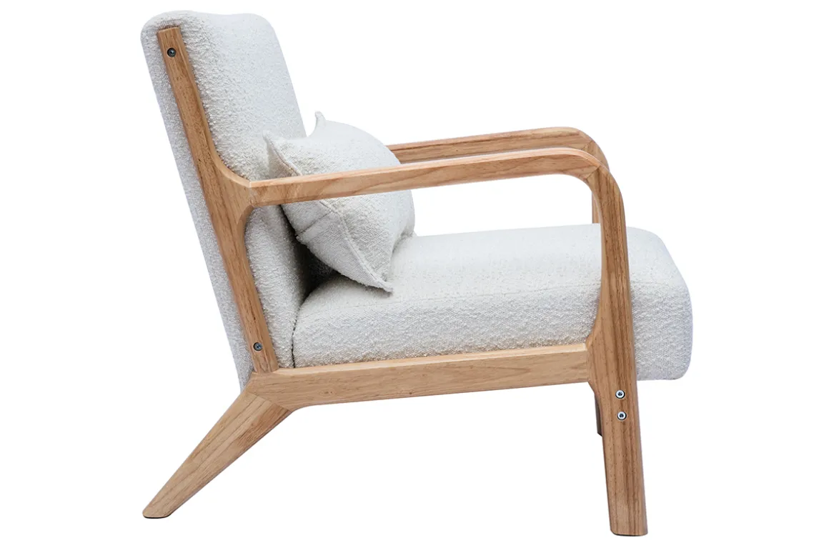 Cheap Miliboo Sillón nórdico de borreguillo blanco y madera clara maciza DERRY