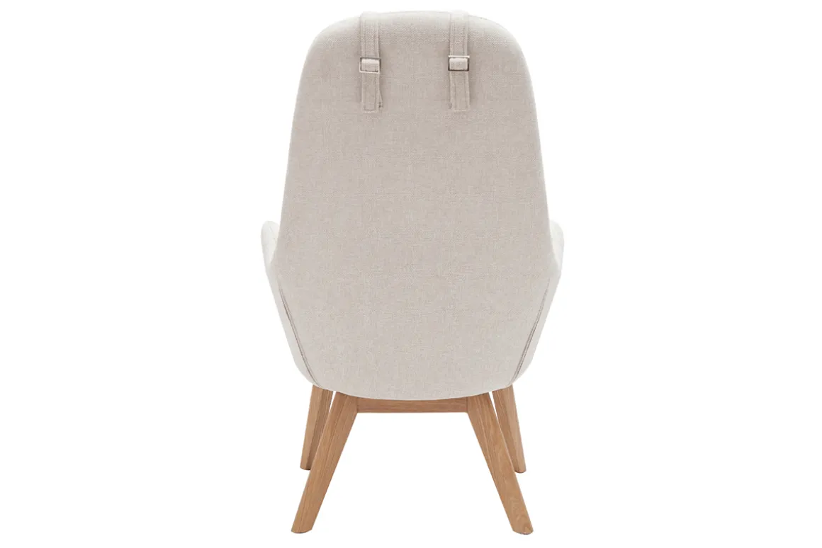New Miliboo Sillón nórdico de tejido beige y madera clara MANIA