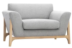 Best Sale Miliboo Sillón nórdico de tejido efecto aterciopelado texturizado gris claro y fresno ASAKO