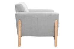 Best Sale Miliboo Sillón nórdico de tejido efecto aterciopelado texturizado gris claro y fresno ASAKO