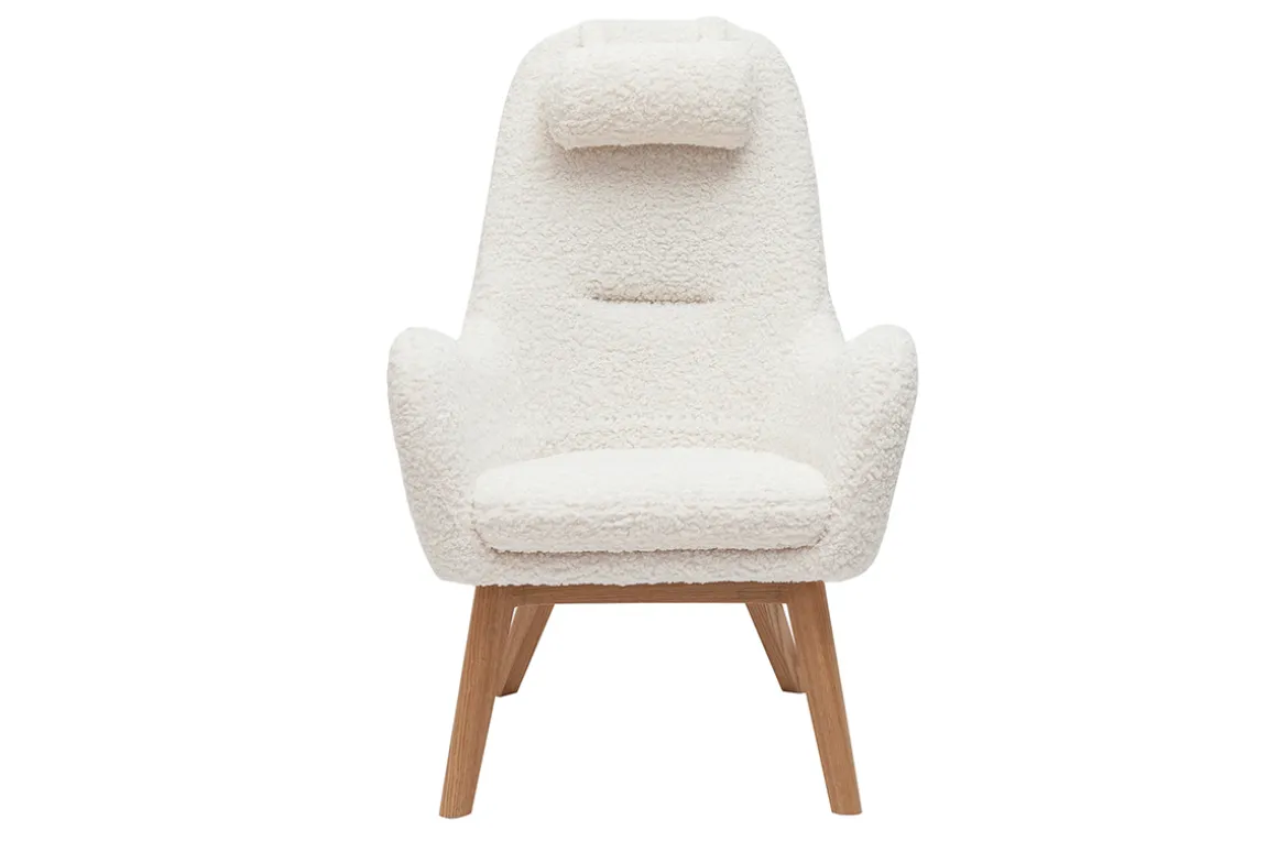 Cheap Miliboo Sillón nórdico de tejido efecto borreguillo y madera MANIA
