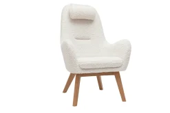 Cheap Miliboo Sillón nórdico de tejido efecto borreguillo y madera MANIA