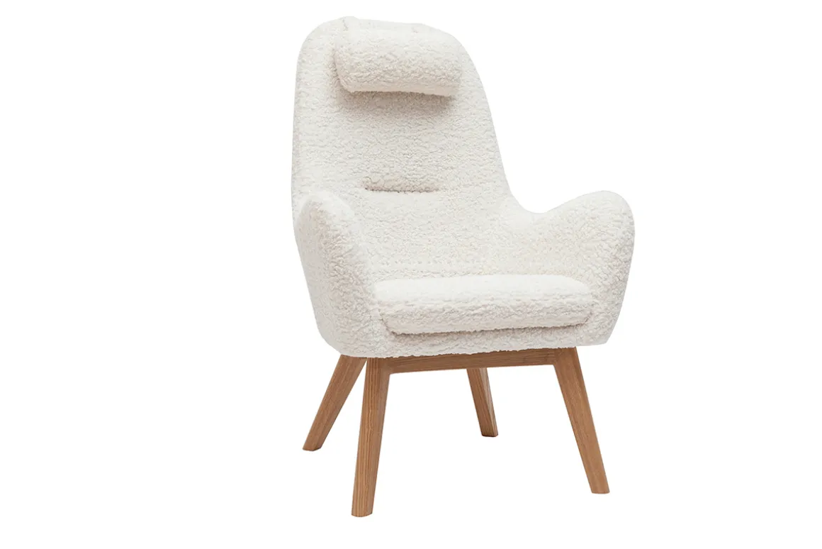 Cheap Miliboo Sillón nórdico de tejido efecto borreguillo y madera MANIA