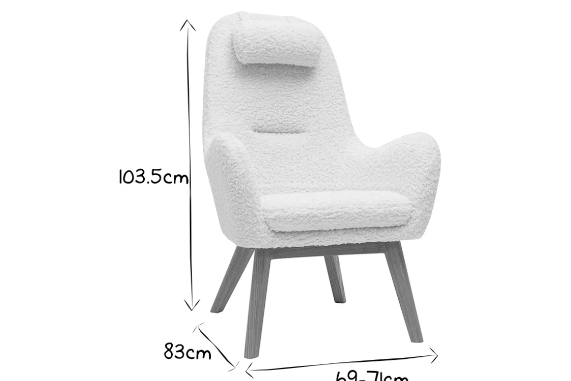 Cheap Miliboo Sillón nórdico de tejido efecto borreguillo y madera MANIA