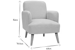 Outlet Miliboo Sillón nórdico de tejido efecto aterciopelado texturizado beige y madera ISKO