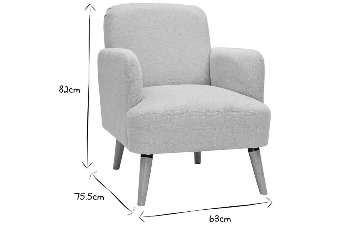 Outlet Miliboo Sillón nórdico de tejido efecto aterciopelado texturizado beige y madera ISKO
