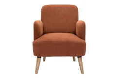 Best Sale Miliboo Sillón nórdico de tejido efecto aterciopelado texturizado terracota y madera ISKO