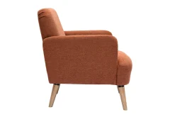 Best Sale Miliboo Sillón nórdico de tejido efecto aterciopelado texturizado terracota y madera ISKO