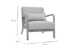 Discount Miliboo Sillón nórdico de tejido efecto aterciopelado gris claro y madera clara maciza DERRY