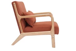 Best Miliboo Sillón nórdico de tejido efecto aterciopelado terracota y madera clara maciza DERRY
