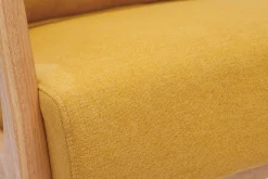 Online Miliboo Sillón nórdico de tejido efecto aterciopelado amarillo mostaza y madera clara maciza DERRY