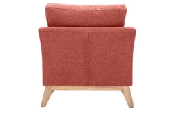 Best Sale Miliboo Sillón nórdico de tejido efecto aterciopelado texturizado terracota y madera clara OSLO