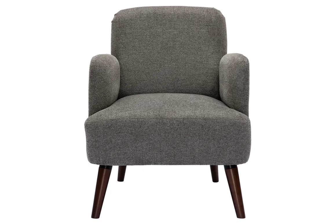 Cheap Miliboo Sillón nórdico de tejido efecto aterciopelado texturizado gris y madera oscura ISKO