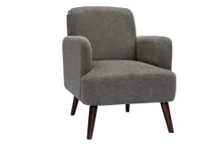 Cheap Miliboo Sillón nórdico de tejido efecto aterciopelado texturizado gris y madera oscura ISKO