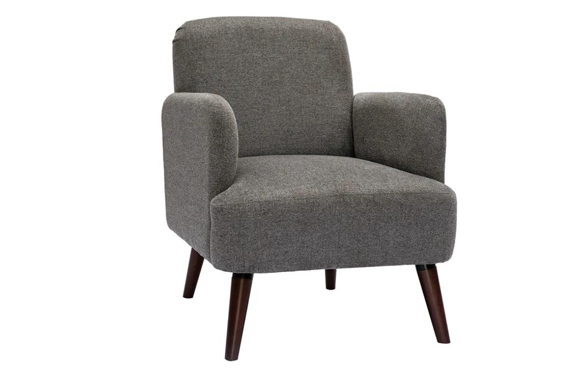 Cheap Miliboo Sillón nórdico de tejido efecto aterciopelado texturizado gris y madera oscura ISKO
