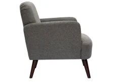 Cheap Miliboo Sillón nórdico de tejido efecto aterciopelado texturizado gris y madera oscura ISKO