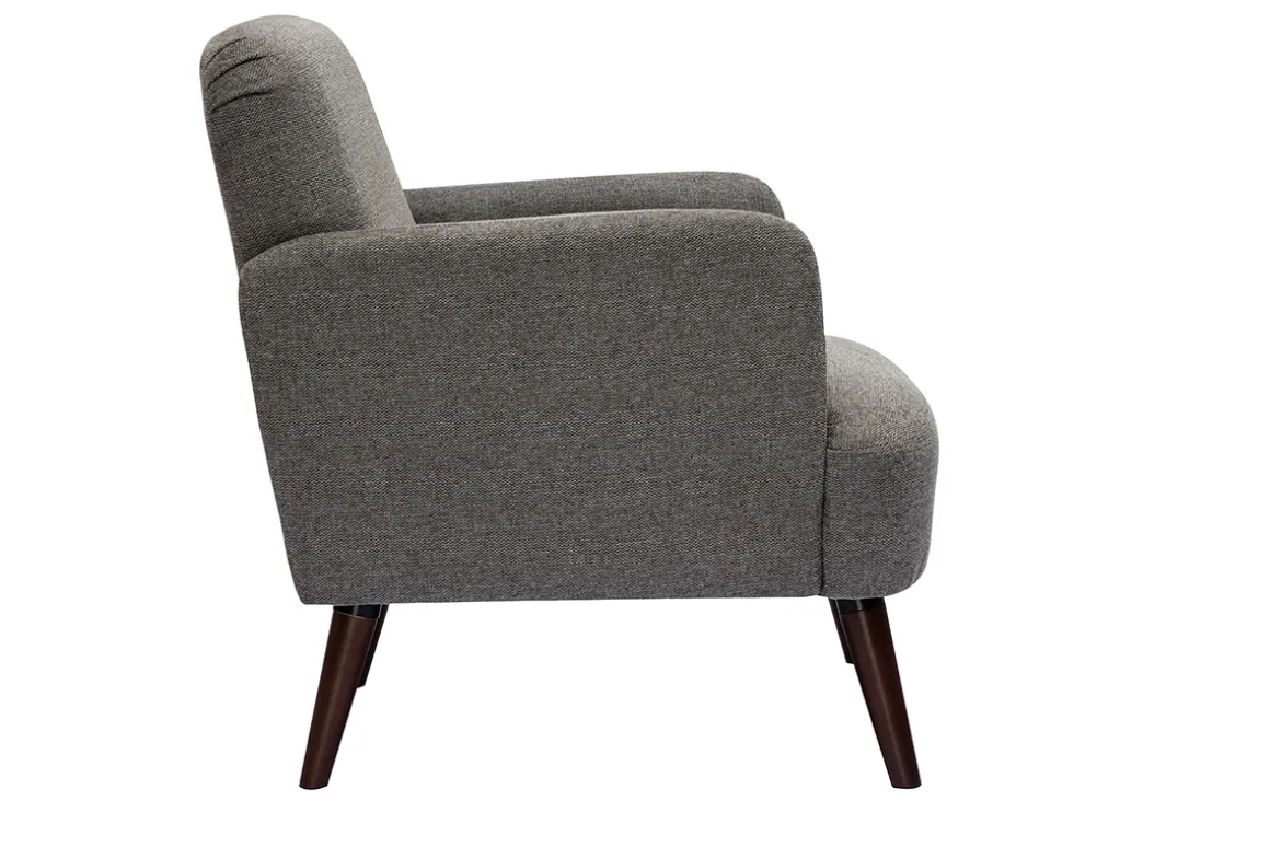 Cheap Miliboo Sillón nórdico de tejido efecto aterciopelado texturizado gris y madera oscura ISKO