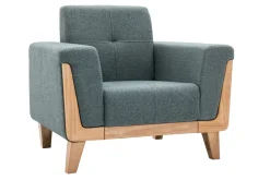 Cheap Miliboo Sillón nórdico de tejido verde grisáceo y madera clara FJORD