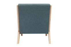 Clearance Miliboo Sillón nórdico de tejido verde grisáceo y madera clara maciza DERRY