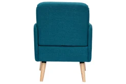 Hot Miliboo Sillón nórdico de tela azul petróleo y madera clara ISKO