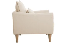 Clearance Miliboo Sillón nórdico de tela beige y madera de caucho maciza KATE