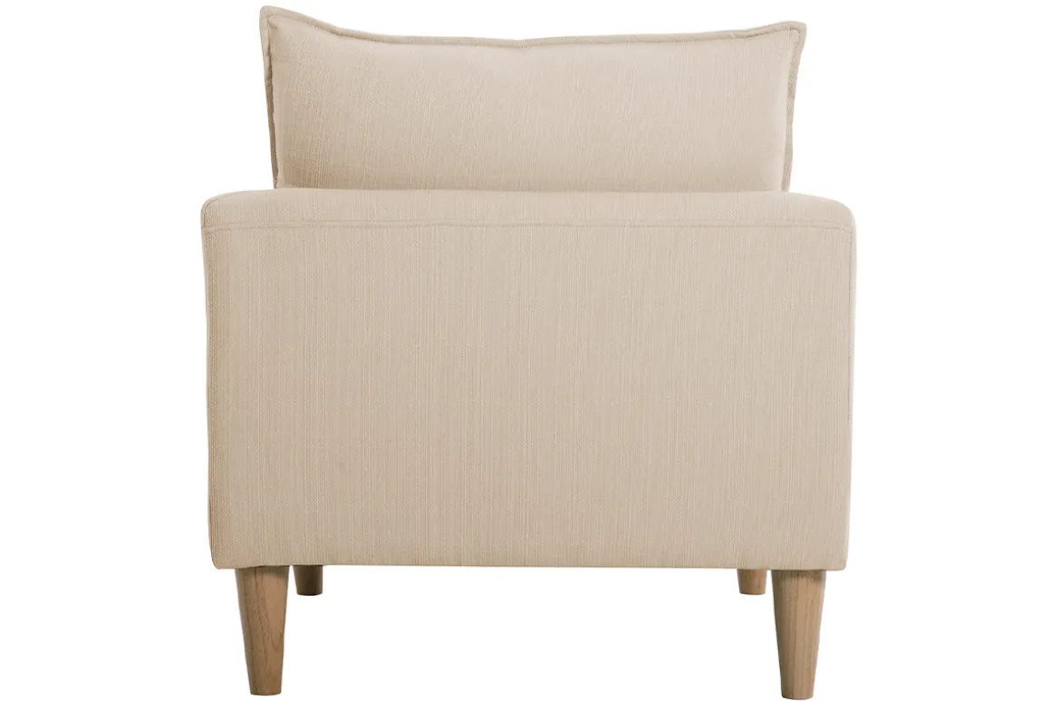 Clearance Miliboo Sillón nórdico de tela beige y madera de caucho maciza KATE